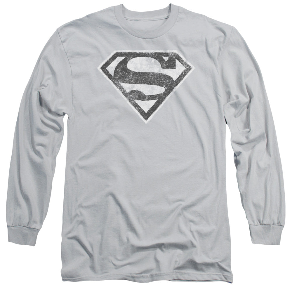 Superman Grey S Mens Long Sleeve Shirt Silver