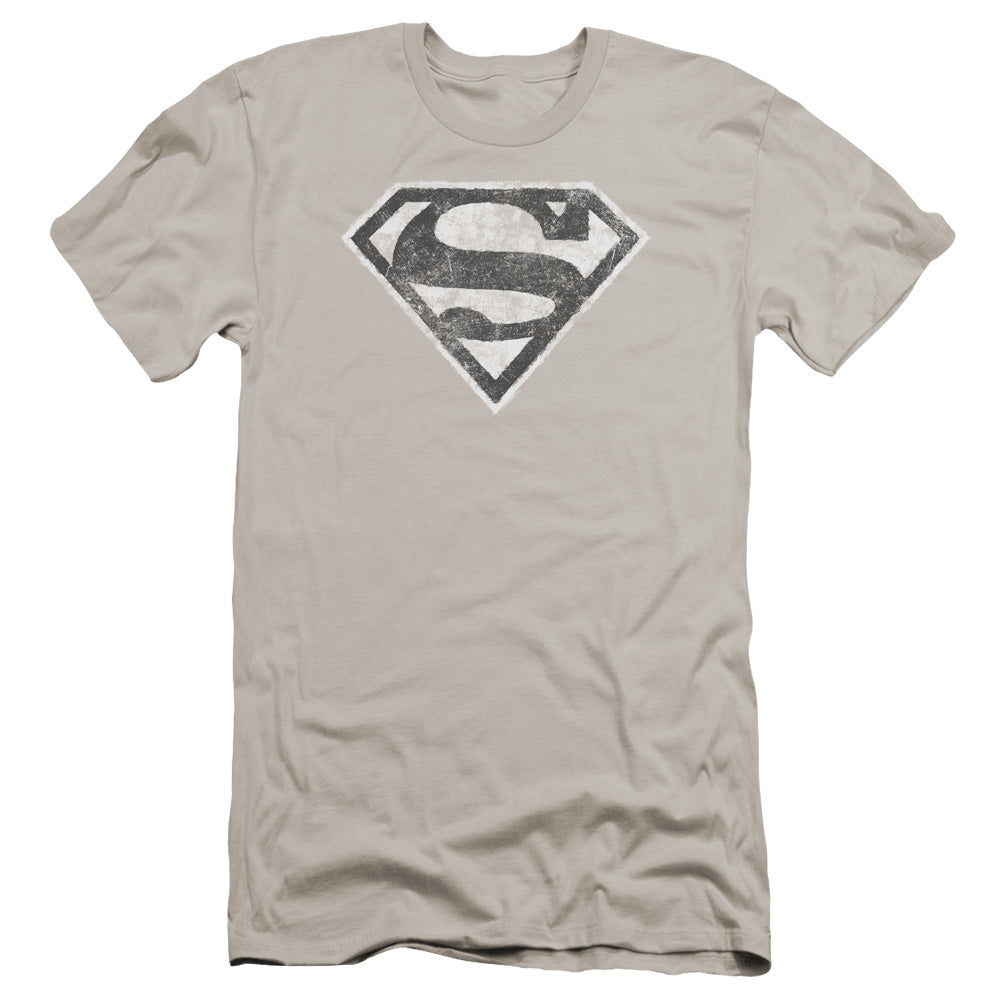 Superman Grey S Premium Bella Canvas Slim Fit Mens T Shirt Silver