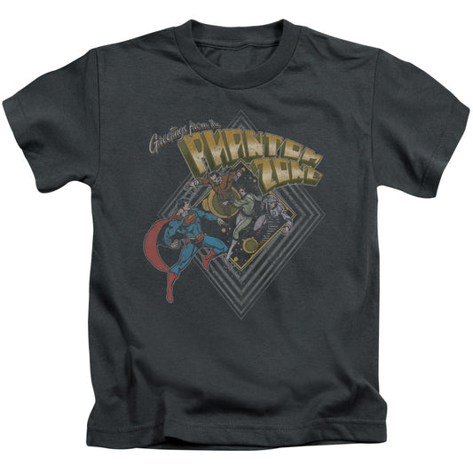 Superman Zod Greetings Juvenile Kids Youth T Shirt Charcoal