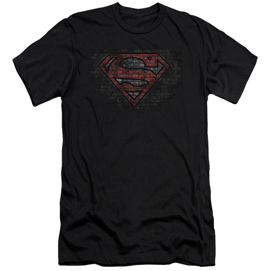 Superman Brick S Slim Fit Mens T Shirt Black