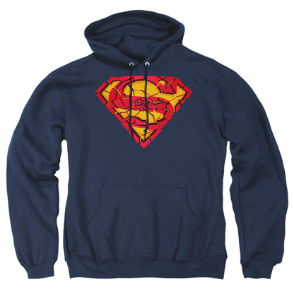 Superman Shattered Shield Mens Hoodie Navy