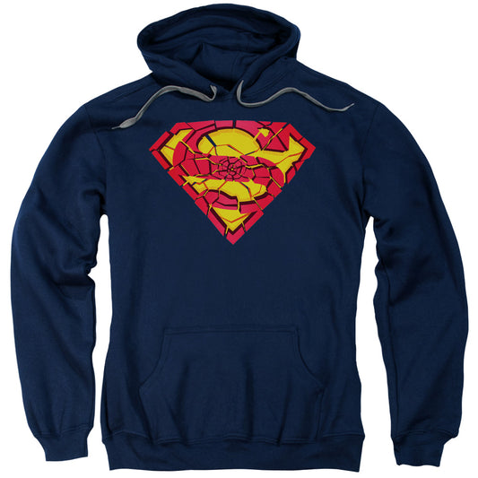 Superman Shattered Shield Mens Hoodie Navy