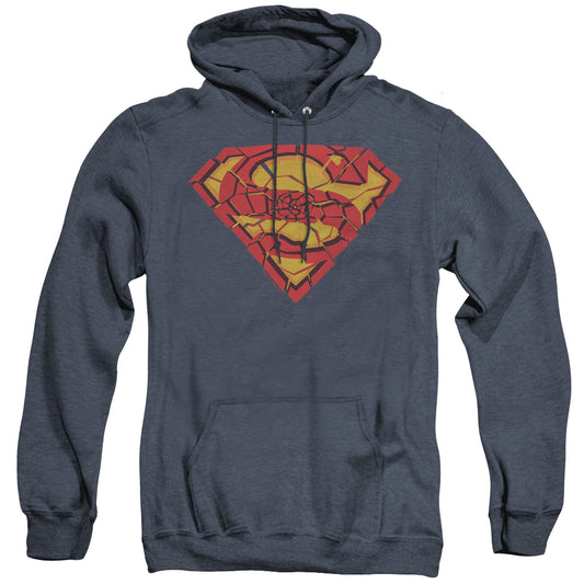 Superman Shattered Shield Mens Heather Hoodie Navy