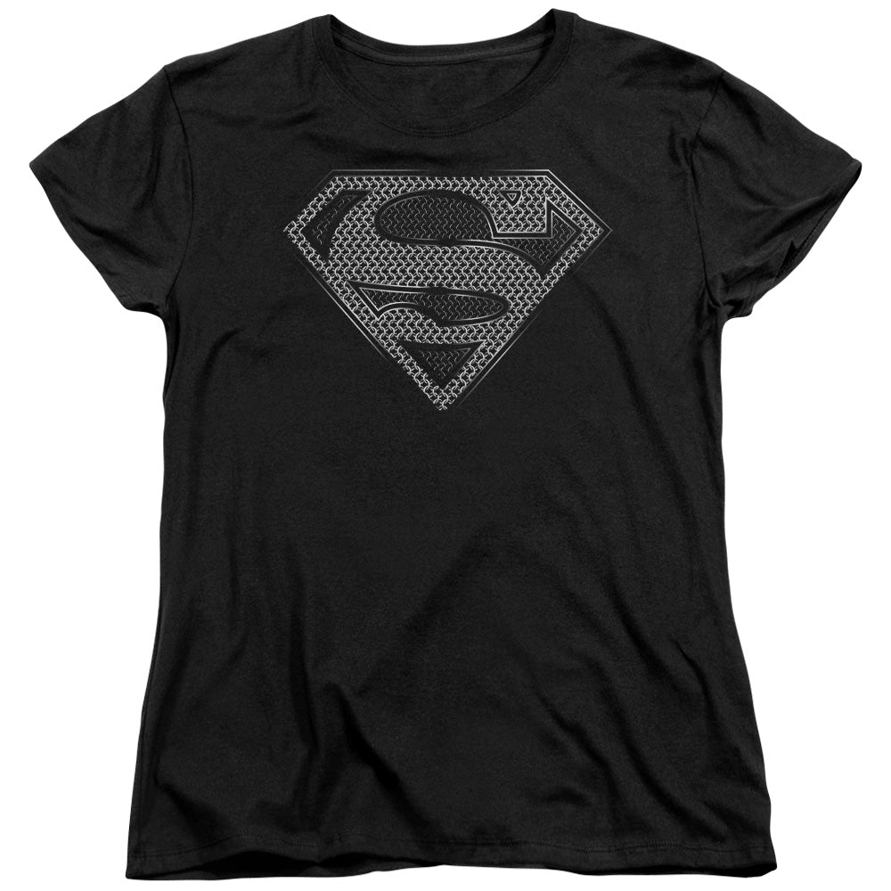 Superman Chainmail Womens T Shirt Black