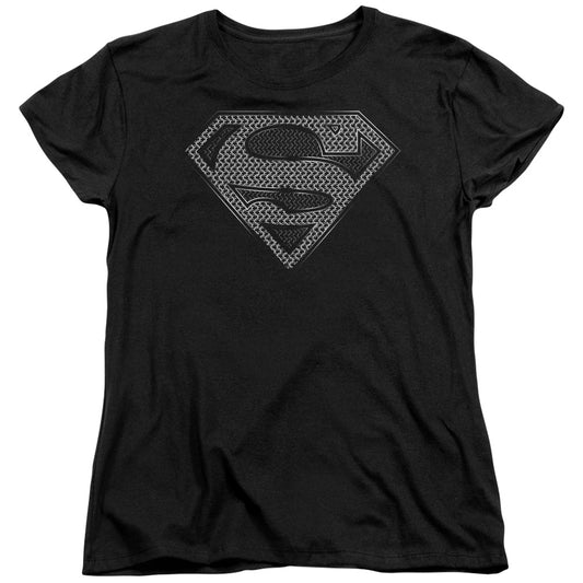 Superman Chainmail Womens T Shirt Black