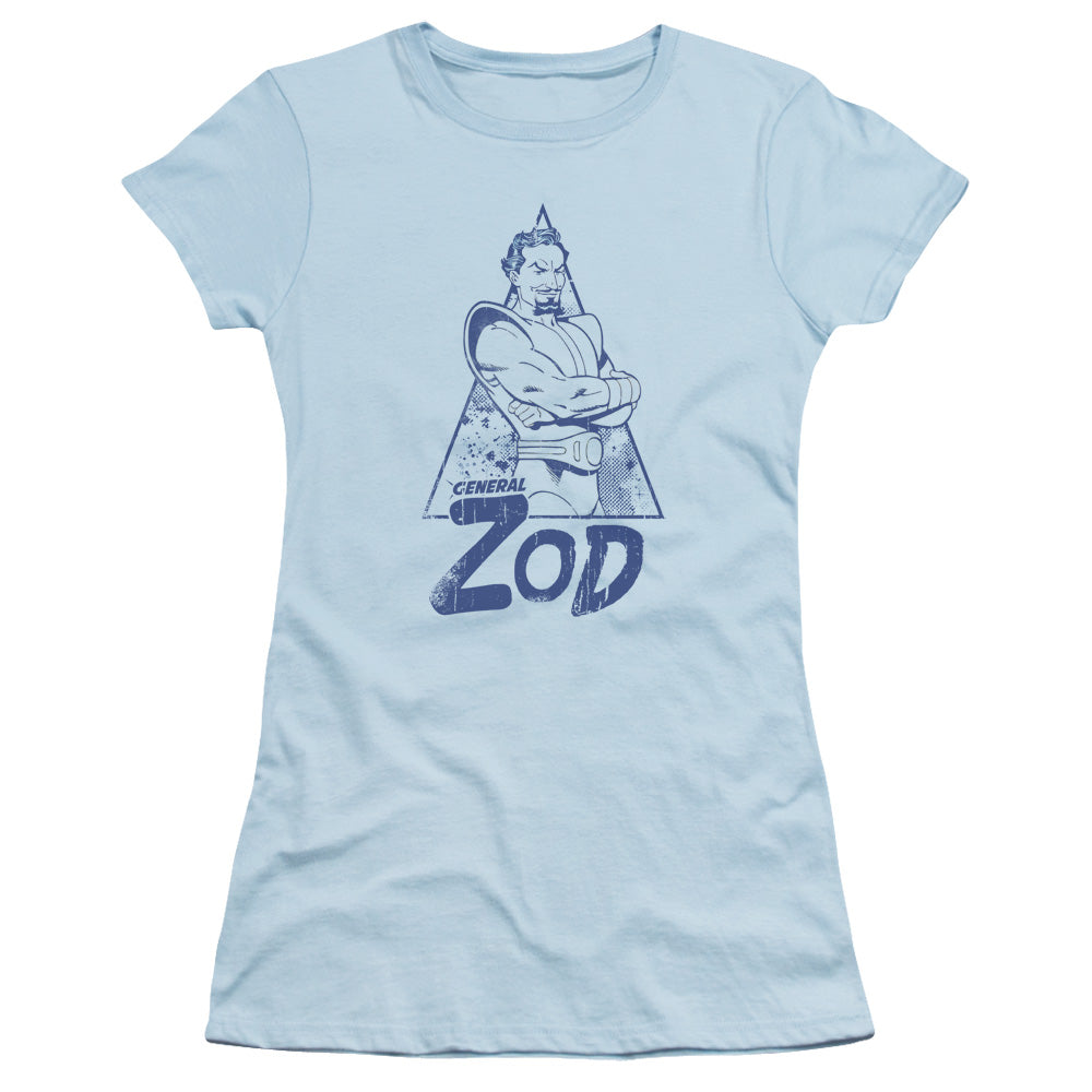 Superman Vintage Zod Junior Sheer Cap Sleeve Womens T Shirt Light Blue