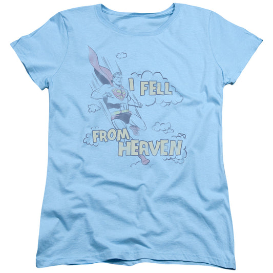 Superman I Fell Womens T Shirt Light Blue