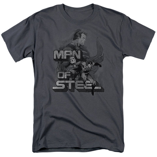 Superman Steel Poses Mens T Shirt Charcoal