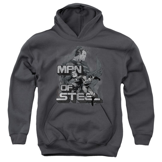 Superman Steel Poses Kids Youth Hoodie Charcoal