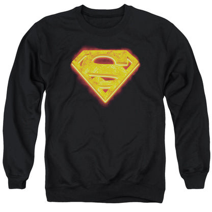 Superman Hot Steel Shield Mens Crewneck Sweatshirt Black