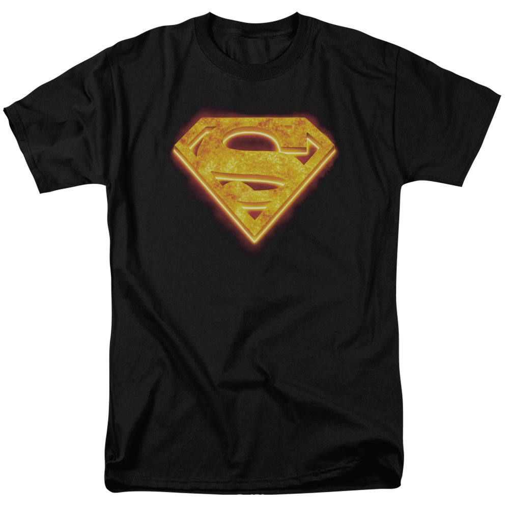 Superman Hot Steel Shield Mens T Shirt Black