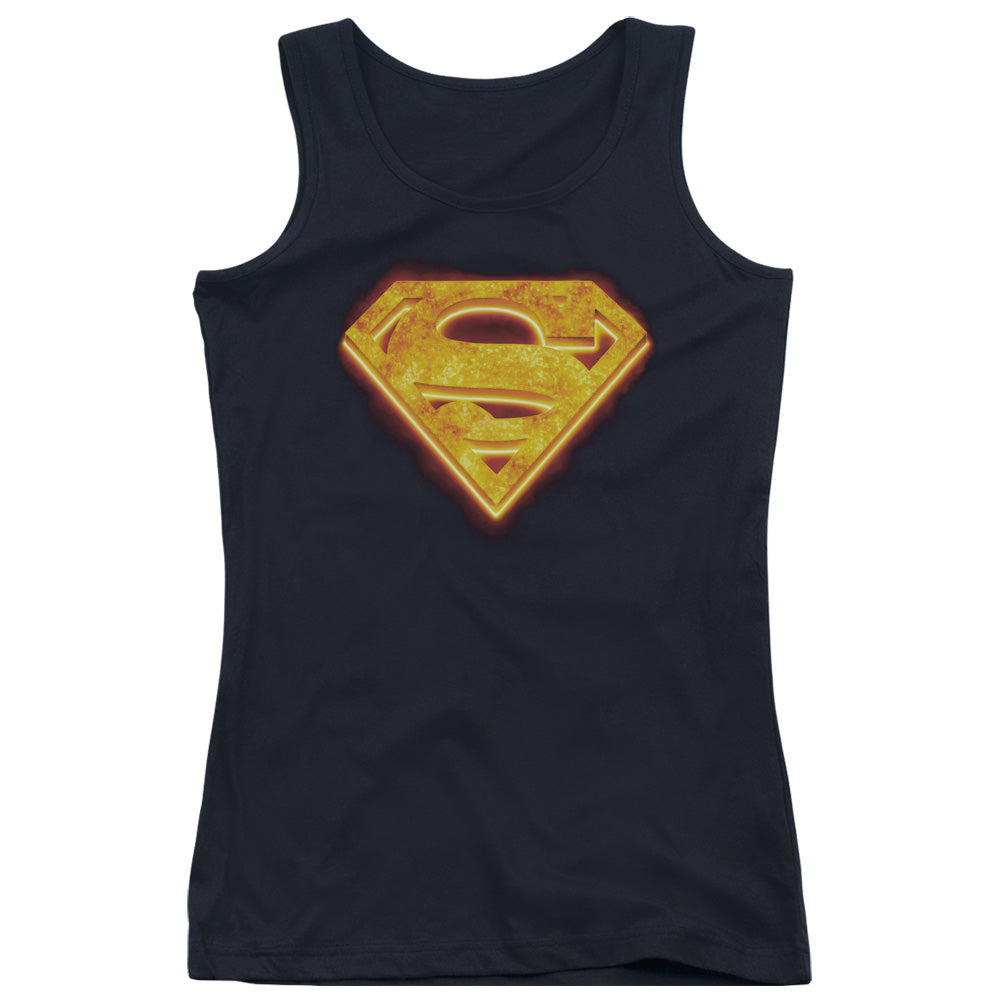 Superman Hot Steel Shield Womens Tank Top Shirt Black