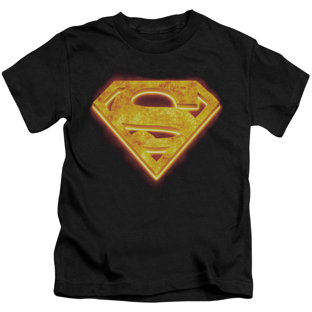 Superman Hot Steel Shield Juvenile Kids Youth T Shirt Black