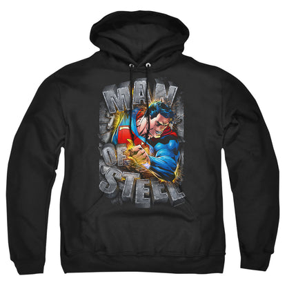 Superman Ripping Steel Mens Hoodie Black