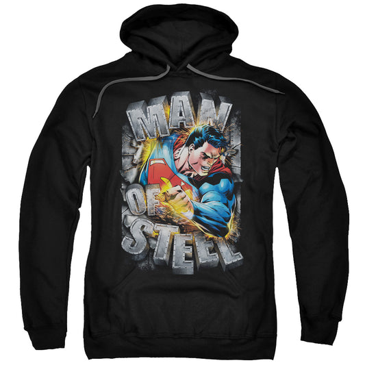 Superman Ripping Steel Mens Hoodie Black