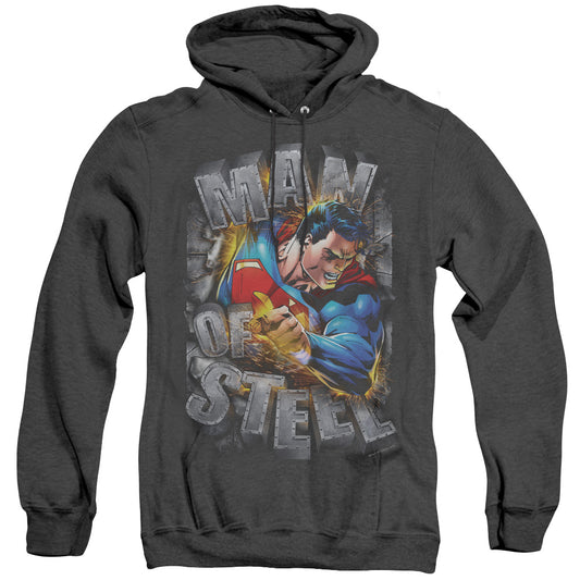 Superman Ripping Steel Heather Mens Hoodie Black