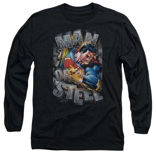 Superman Ripping Steel Mens Long Sleeve Shirt Black