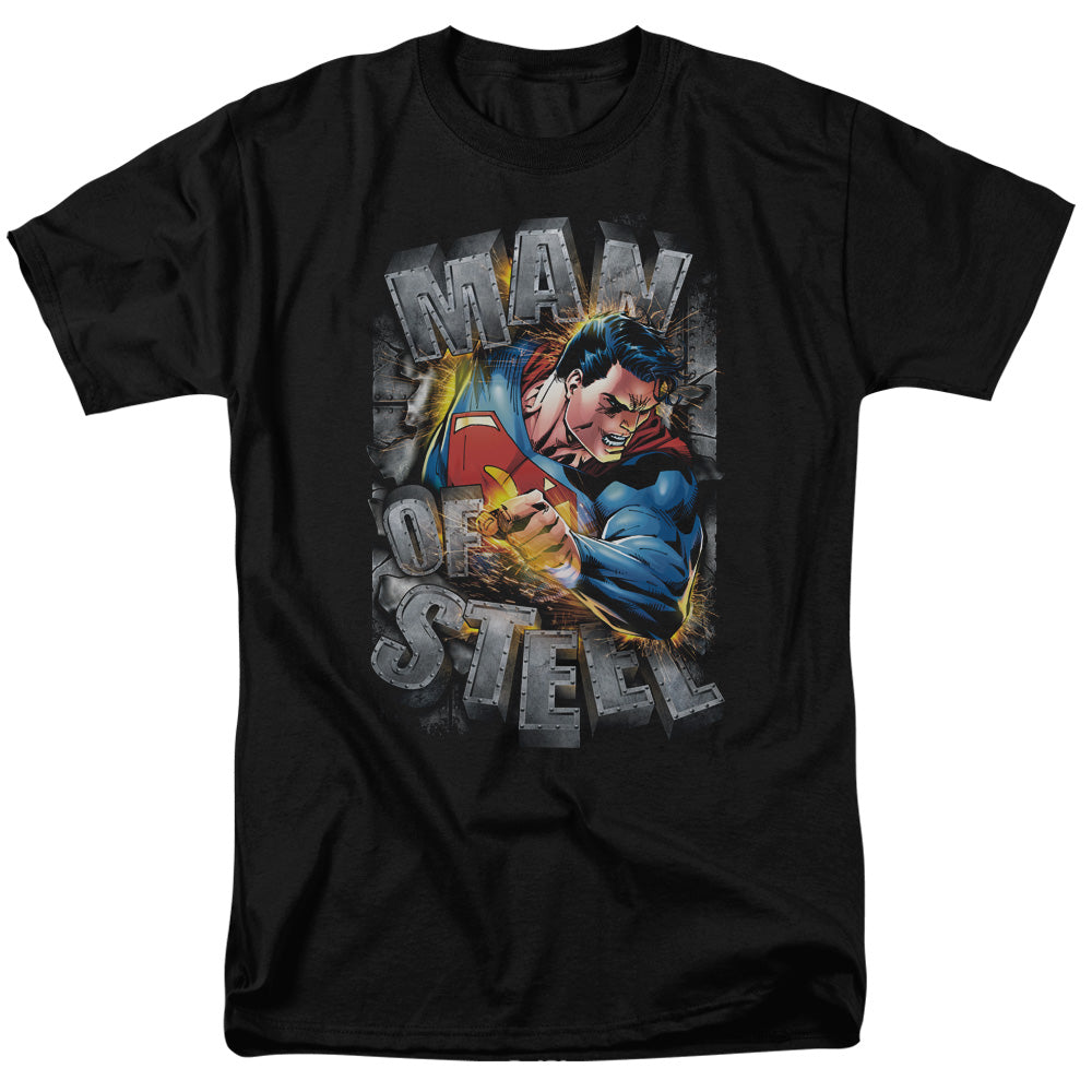 Superman Ripping Steel Mens T Shirt Black