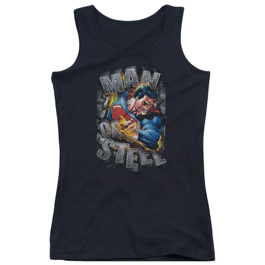 Superman Ripping Steel Womens Tank Top Shirt Black