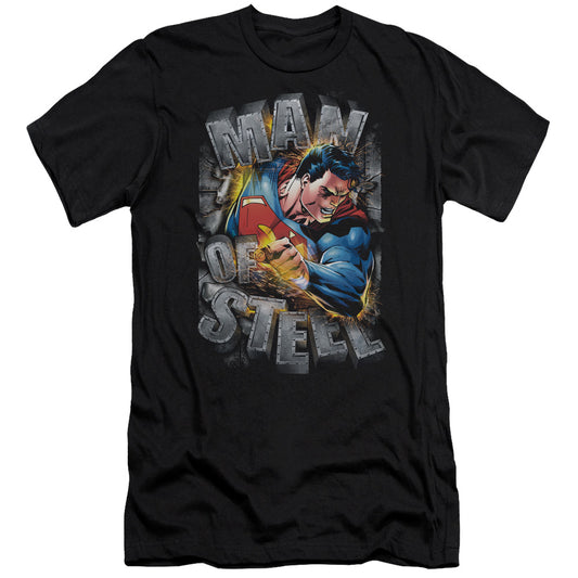 Superman Ripping Steel Slim Fit Mens T Shirt Black