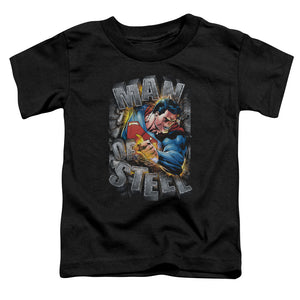 Superman Ripping Steel Toddler Kids Youth T Shirt Black