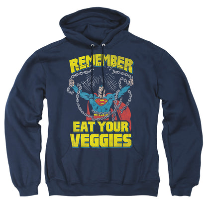 Superman Veggie Power Mens Hoodie Navy