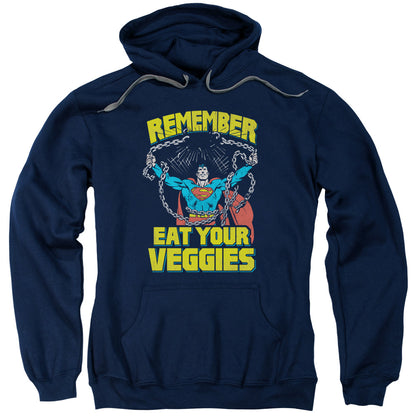 Superman Veggie Power Mens Hoodie Navy