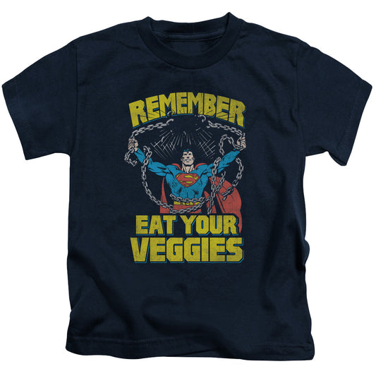 Superman Veggie Power Juvenile Kids Youth T Shirt Navy