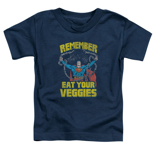 Superman Veggie Power Toddler Kids Youth T Shirt Navy