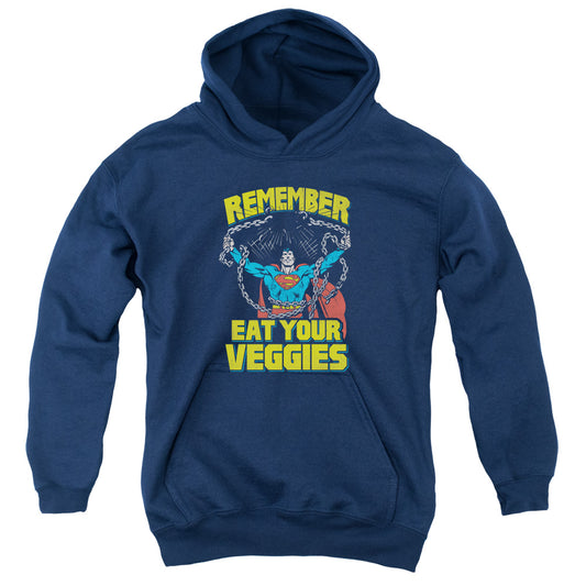 Superman Veggie Power Kids Youth Hoodie Navy