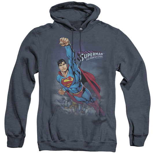 Superman Twilight Flight Mens Heather Hoodie Navy