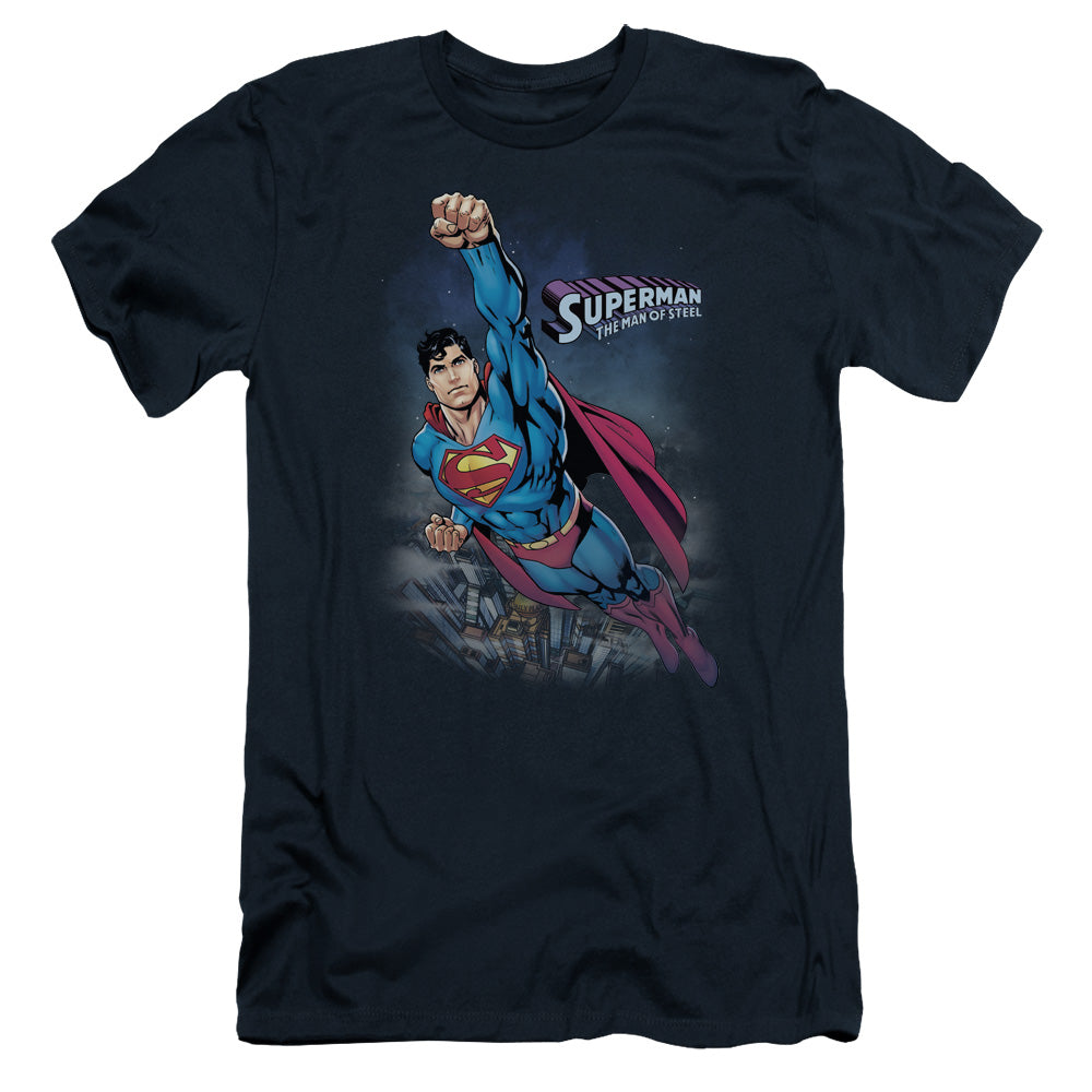 Superman Twilight Flight Slim Fit Mens T Shirt Navy