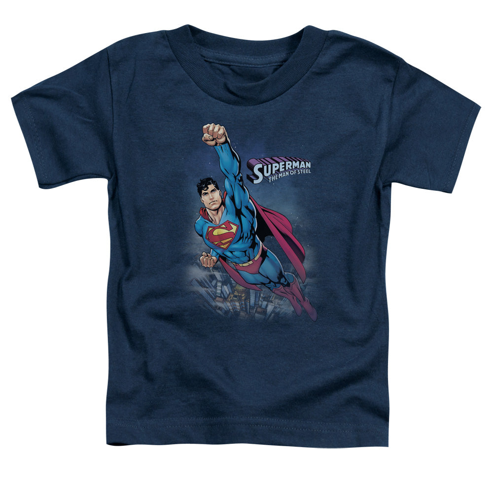 Superman Twilight Flight Toddler Kids Youth T Shirt Navy