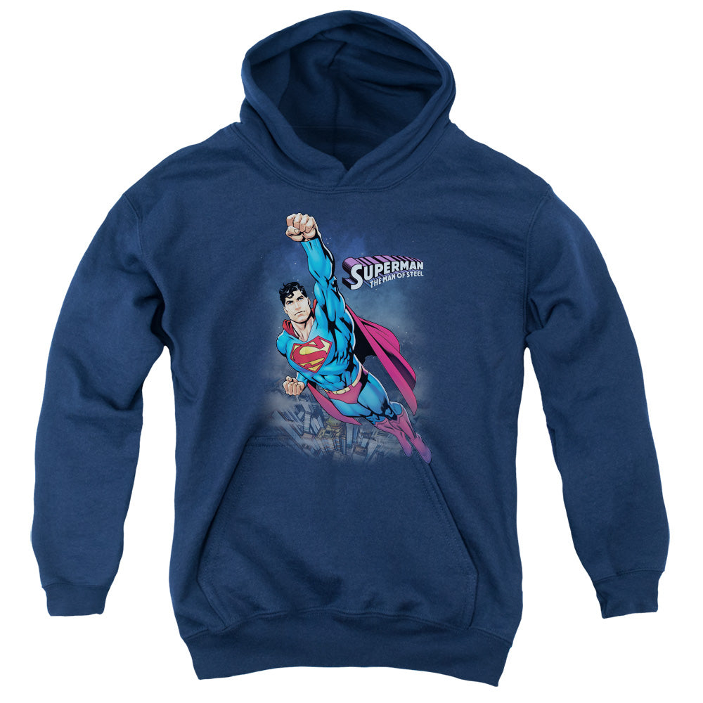 Superman Twilight Flight Kids Youth Hoodie Navy