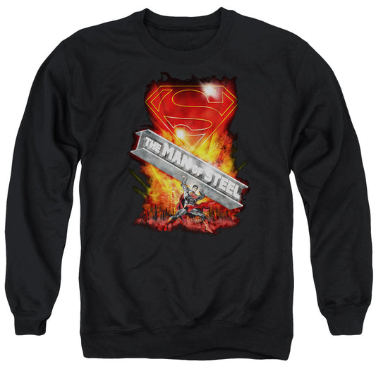 Superman Steel Girder Mens Crewneck Sweatshirt Black