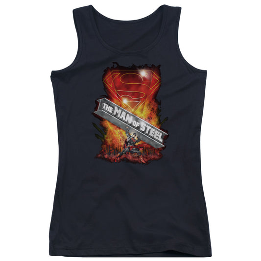 Superman Steel Girder Womens Tank Top Shirt Black