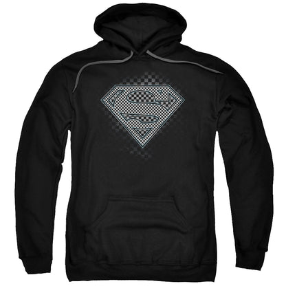 Superman Checkerboard Mens Hoodie Black