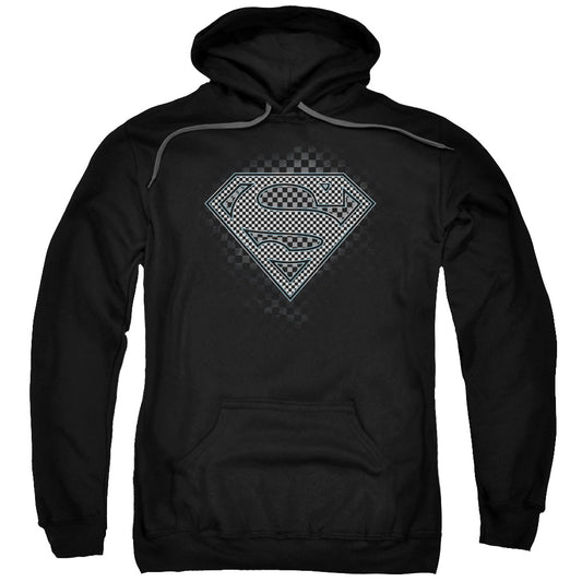 Superman Checkerboard Mens Hoodie Black