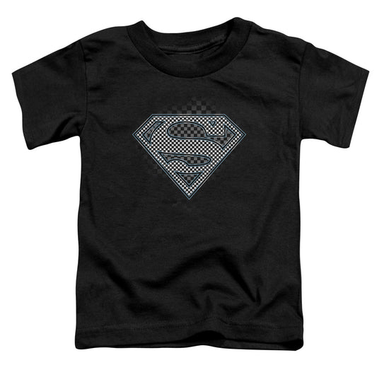 Superman Checkerboard Toddler Kids Youth T Shirt Black