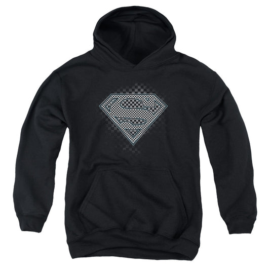 Superman Checkerboard Kids Youth Hoodie Black