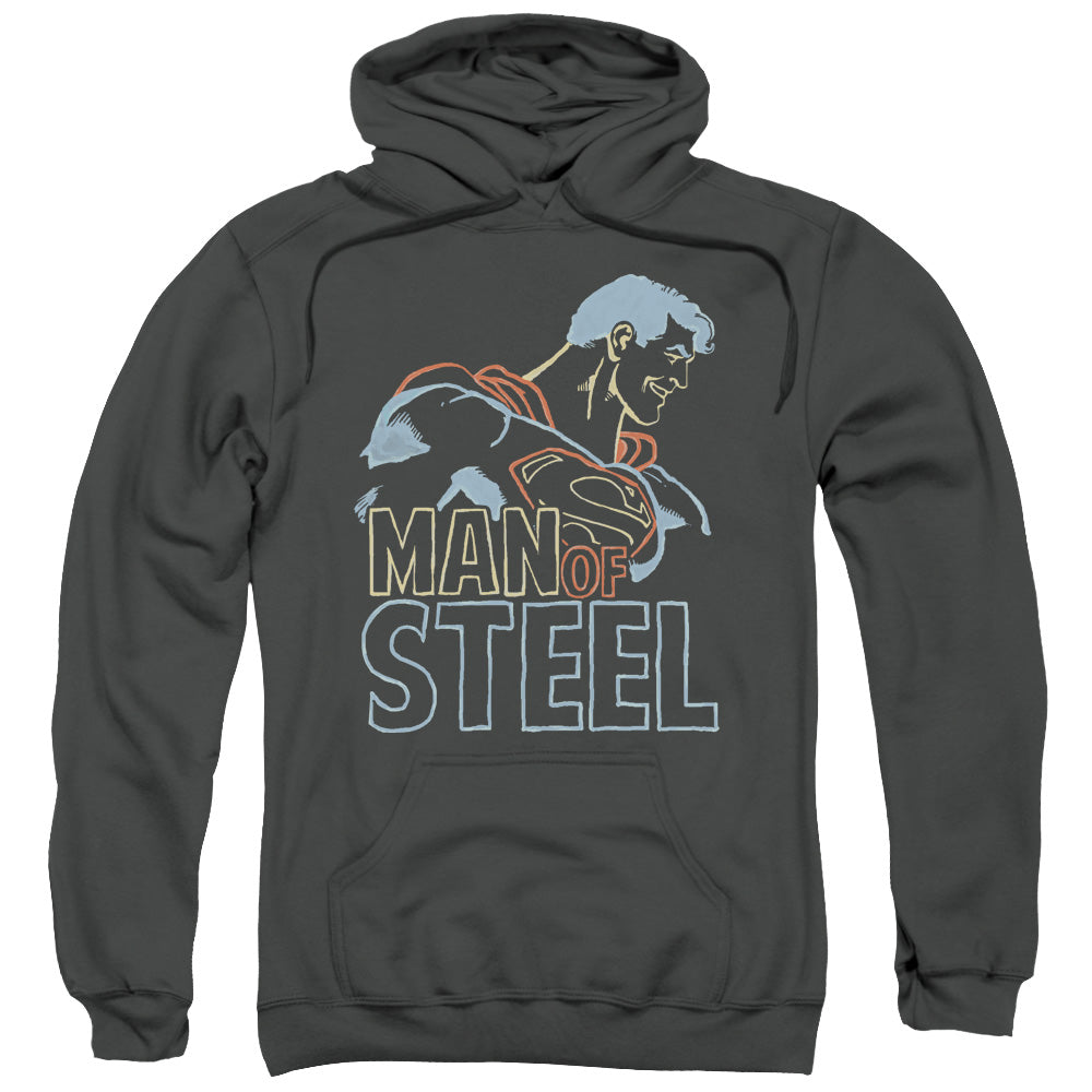 Superman Colored Lines Mens Hoodie Charcoal