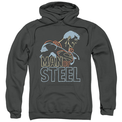 Superman Colored Lines Mens Hoodie Charcoal