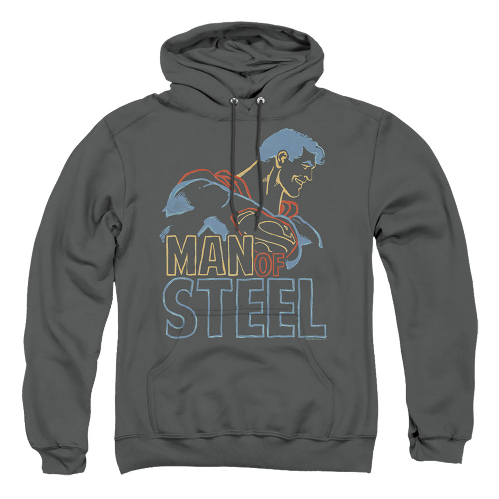 Superman Colored Lines Mens Hoodie Charcoal