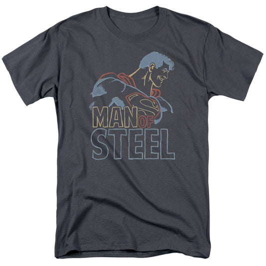 Superman Colored Lines Mens T Shirt Charcoal