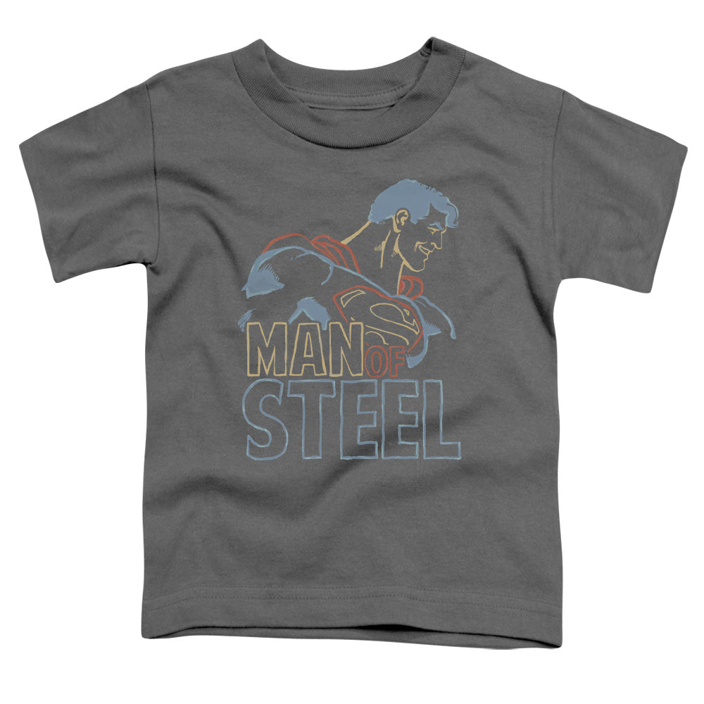 Superman Colored Lines Toddler Kids Youth T Shirt Charcoal