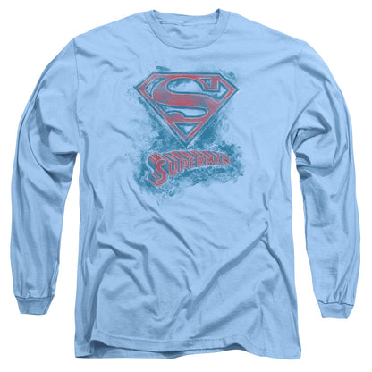 Superman Its Sketchy Mens Long Sleeve Shirt Carolina Blue