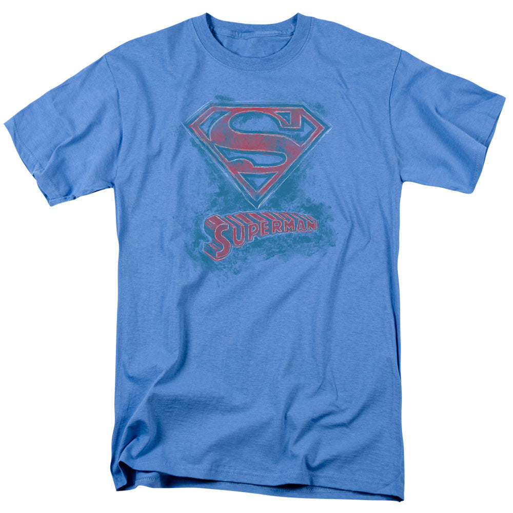 Superman Its Sketchy Mens T Shirt Carolina Blue