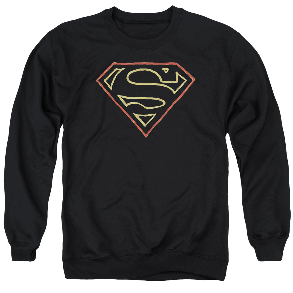 Superman Colored Shield Mens Crewneck Sweatshirt Black