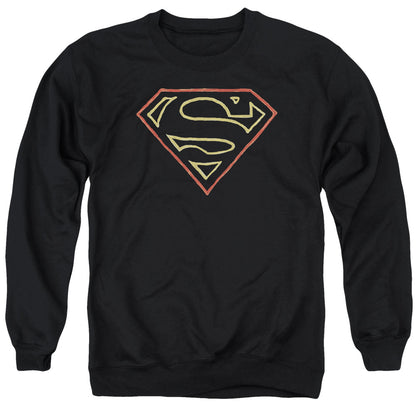 Superman Colored Shield Mens Crewneck Sweatshirt Black