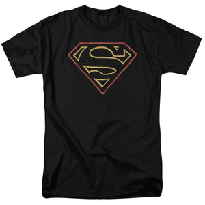 Superman Colored Shield Mens T Shirt Black 